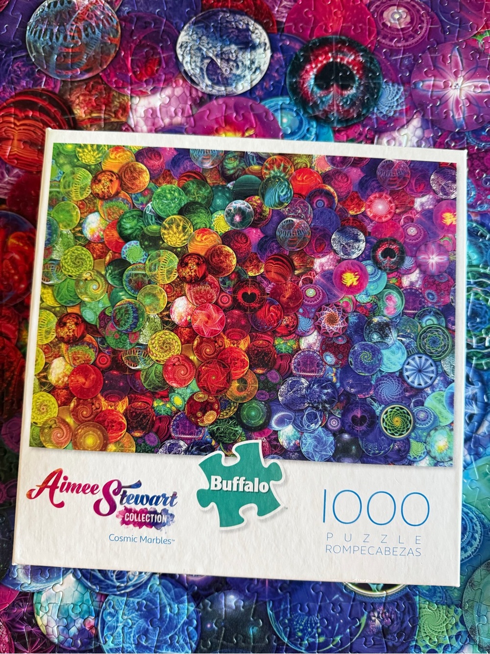 Buffalo Multicolored Cosmic Marbles Puzzle Box Art 1000 piece